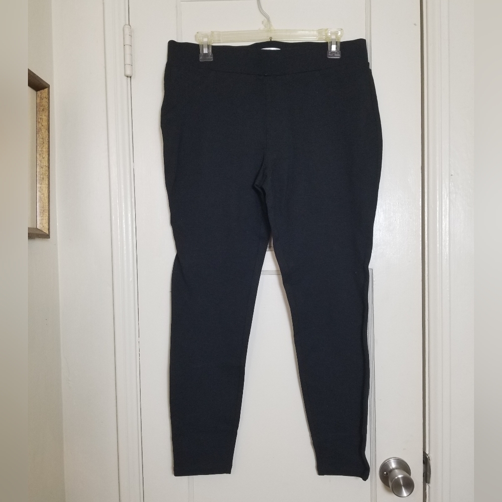 SAG HARBOR black Stretch Zippered Flat Front Career Dress Pants 16